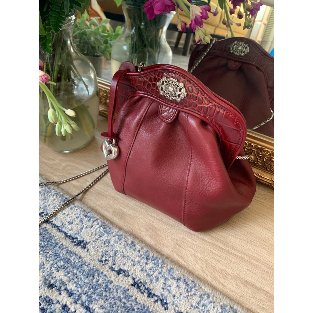 Brighton red leather pouch crossbody bag